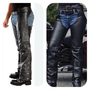 Bikers Club M unisex Leather Motorcycle Chaps